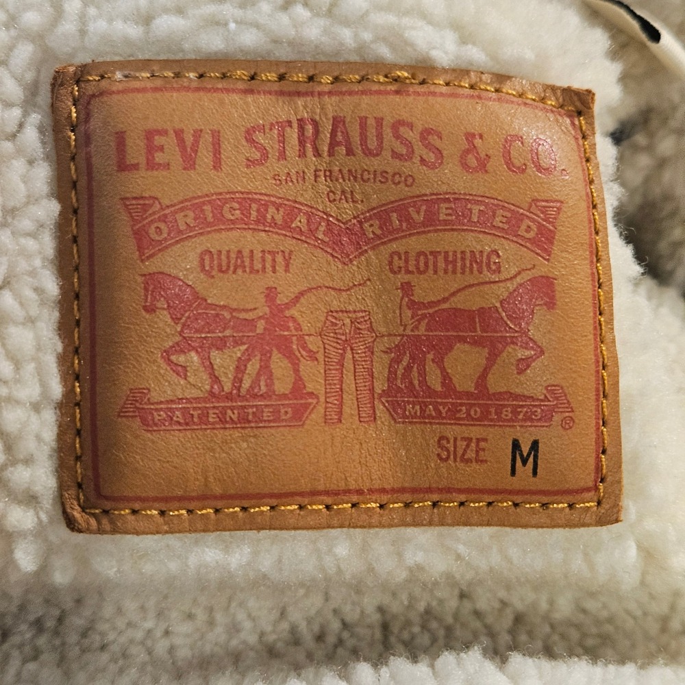 Levi's Trucker Jacket Womens M Burgundy Corduroy Sherpa Lined Orange Tab Coat - Picture 3 of 10